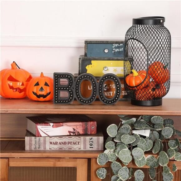 Halloween Boo Sign, Boo Letter Halloween Decorations For Home, Wooden Boo Sign - Picture 5 of 7